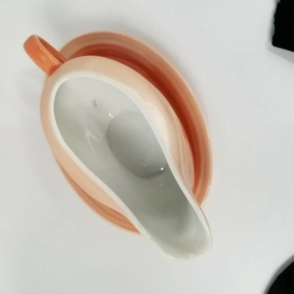 Oneida Sauceboat Tray Peach Coral 3180413 Gravy Boat Underplate Very Rare